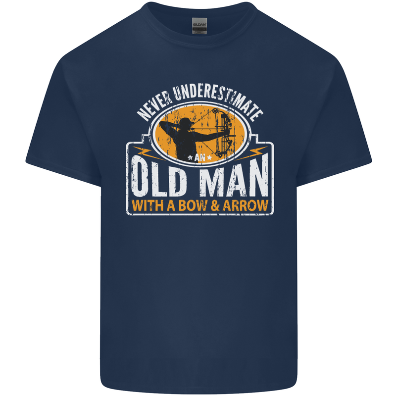 Old Man With a Bow & Arrow Funny Archery Mens Cotton T-Shirt Tee Top Navy Blue