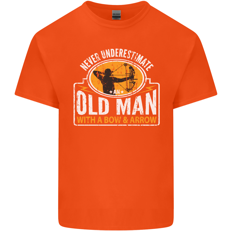 Old Man With a Bow & Arrow Funny Archery Mens Cotton T-Shirt Tee Top Orange