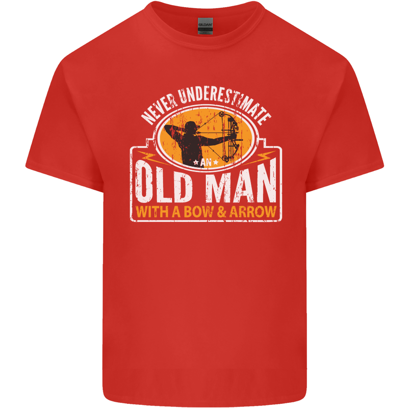 Old Man With a Bow & Arrow Funny Archery Mens Cotton T-Shirt Tee Top Red