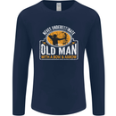 Old Man With a Bow & Arrow Funny Archery Mens Long Sleeve T-Shirt Navy Blue
