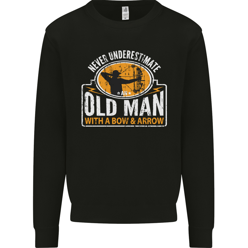 Old Man With a Bow & Arrow Funny Archery Mens Sweatshirt Jumper Black