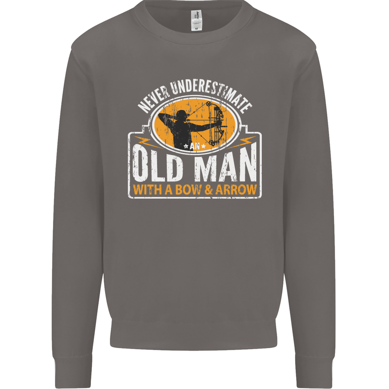 Old Man With a Bow & Arrow Funny Archery Mens Sweatshirt Jumper Charcoal