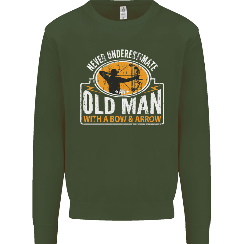 Old Man With a Bow & Arrow Funny Archery Mens Sweatshirt Jumper Forest Green