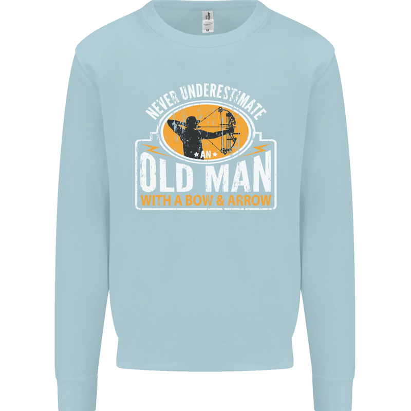 Old Man With a Bow & Arrow Funny Archery Mens Sweatshirt Jumper Light Blue