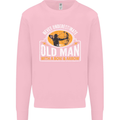 Old Man With a Bow & Arrow Funny Archery Mens Sweatshirt Jumper Light Pink