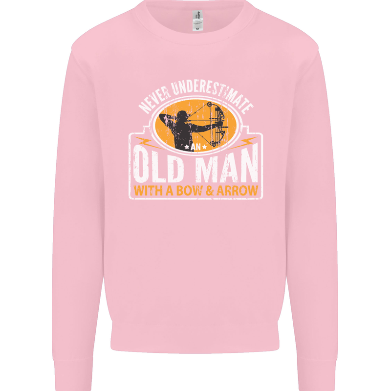 Old Man With a Bow & Arrow Funny Archery Mens Sweatshirt Jumper Light Pink