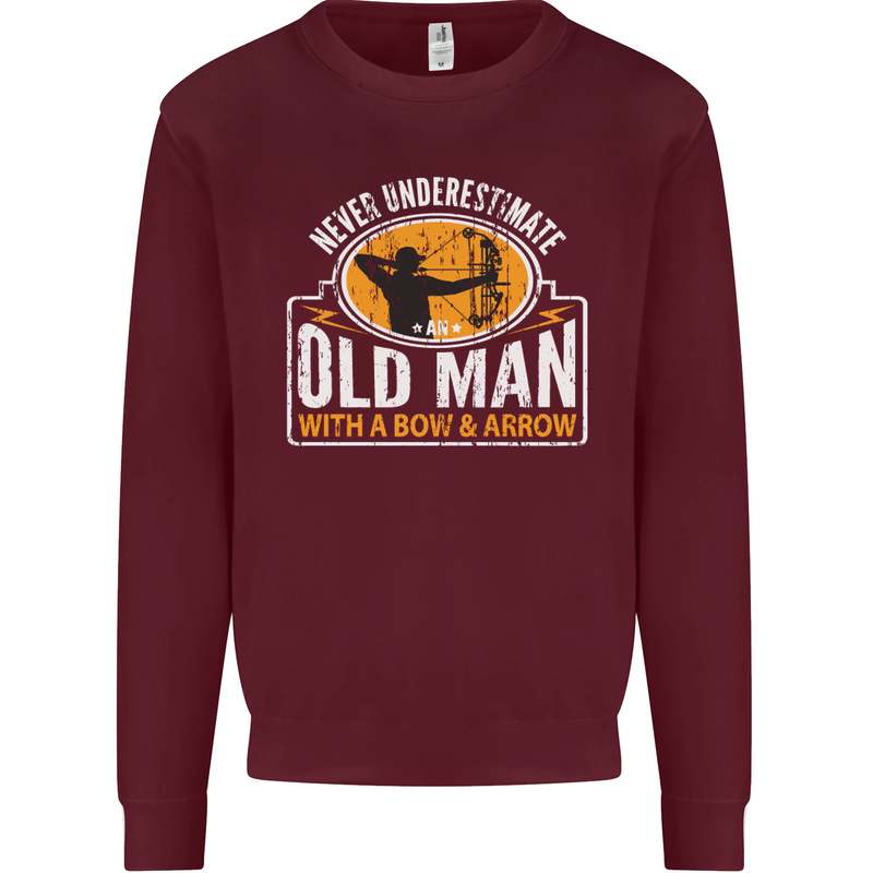 Old Man With a Bow & Arrow Funny Archery Mens Sweatshirt Jumper Maroon