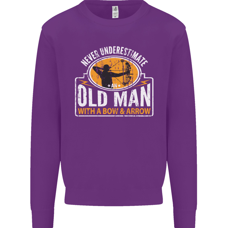 Old Man With a Bow & Arrow Funny Archery Mens Sweatshirt Jumper Purple