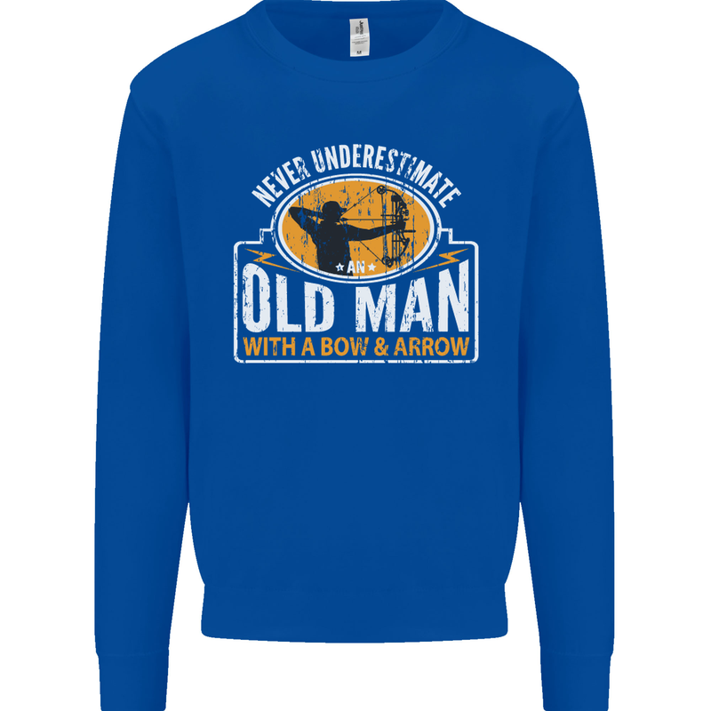 Old Man With a Bow & Arrow Funny Archery Mens Sweatshirt Jumper Royal Blue