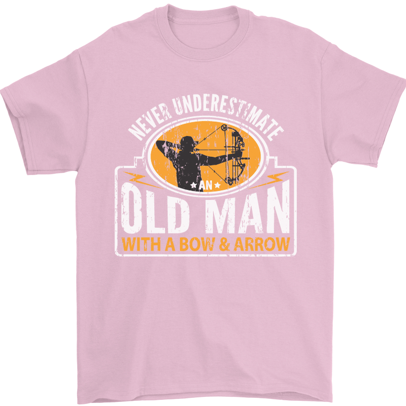 Old Man With a Bow & Arrow Funny Archery Mens T-Shirt Cotton Gildan Light Pink