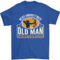 Old Man With a Bow & Arrow Funny Archery Mens T-Shirt Cotton Gildan Royal Blue