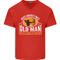 Old Man With a Bow & Arrow Funny Archery Mens V-Neck Cotton T-Shirt Red