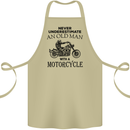 Old Man With a Motorcyle Biker Motorcycle Cotton Apron 100% Organic Khaki