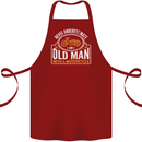 Old Man With a Motorcyle Biker Motorcycle Cotton Apron 100% Organic Maroon