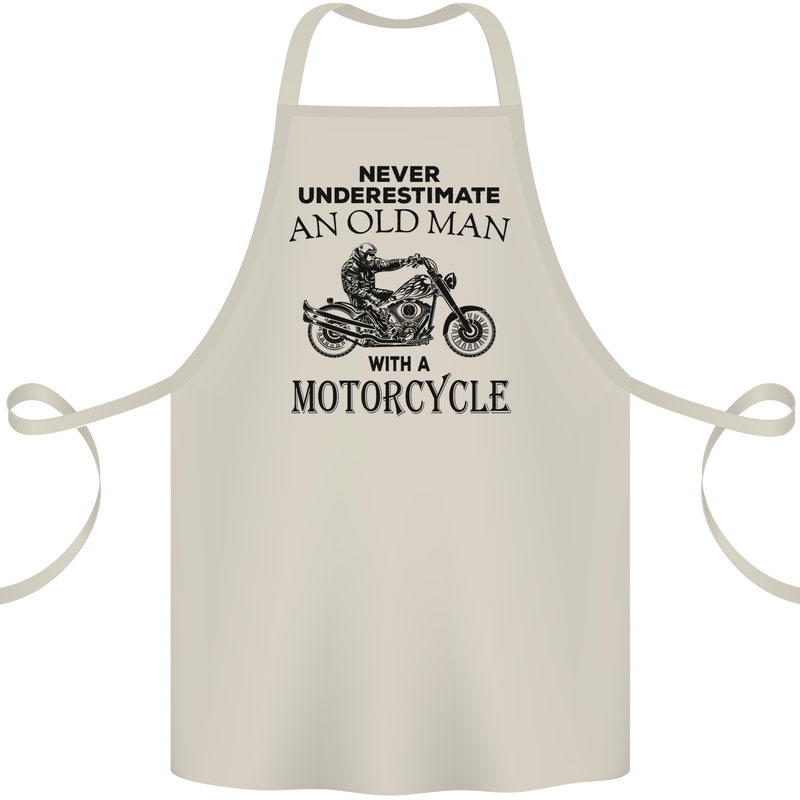 Old Man With a Motorcyle Biker Motorcycle Cotton Apron 100% Organic Natural