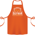 Old Man With a Motorcyle Biker Motorcycle Cotton Apron 100% Organic Orange