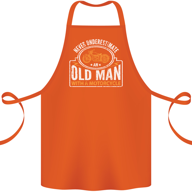 Old Man With a Motorcyle Biker Motorcycle Cotton Apron 100% Organic Orange