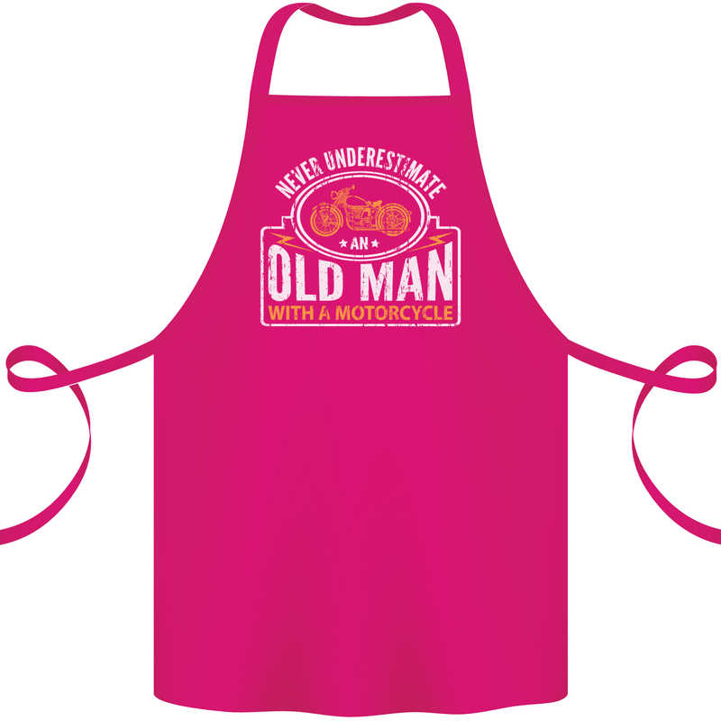 Old Man With a Motorcyle Biker Motorcycle Cotton Apron 100% Organic Pink