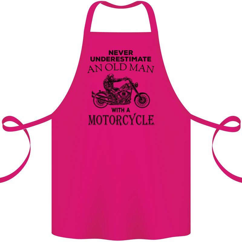 Old Man With a Motorcyle Biker Motorcycle Cotton Apron 100% Organic Pink