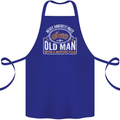 Old Man With a Motorcyle Biker Motorcycle Cotton Apron 100% Organic Royal Blue