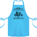 Old Man With a Motorcyle Biker Motorcycle Cotton Apron 100% Organic Turquoise