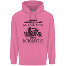 Old Man With a Motorcyle Biker Motorcycle Mens 80% Cotton Hoodie Azelea