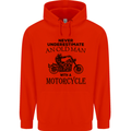 Old Man With a Motorcyle Biker Motorcycle Mens 80% Cotton Hoodie Bright Red