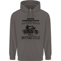 Old Man With a Motorcyle Biker Motorcycle Mens 80% Cotton Hoodie Charcoal