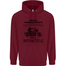 Old Man With a Motorcyle Biker Motorcycle Mens 80% Cotton Hoodie Maroon