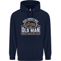 Old Man With a Motorcyle Biker Motorcycle Mens 80% Cotton Hoodie Navy Blue