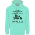 Old Man With a Motorcyle Biker Motorcycle Mens 80% Cotton Hoodie Peppermint