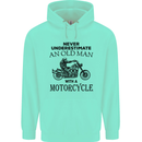 Old Man With a Motorcyle Biker Motorcycle Mens 80% Cotton Hoodie Peppermint