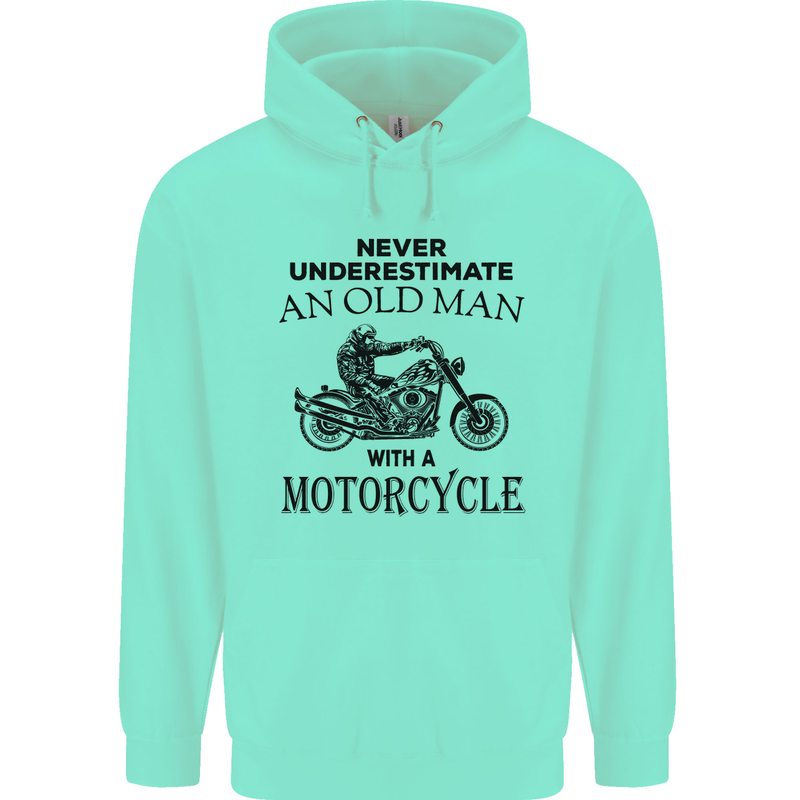 Old Man With a Motorcyle Biker Motorcycle Mens 80% Cotton Hoodie Peppermint