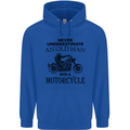 Old Man With a Motorcyle Biker Motorcycle Mens 80% Cotton Hoodie Royal Blue