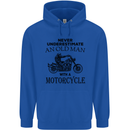 Old Man With a Motorcyle Biker Motorcycle Mens 80% Cotton Hoodie Royal Blue