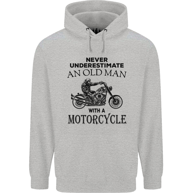Old Man With a Motorcyle Biker Motorcycle Mens 80% Cotton Hoodie Sports Grey