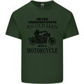 Old Man With a Motorcyle Biker Motorcycle Mens Cotton T-Shirt Tee Top Forest Green