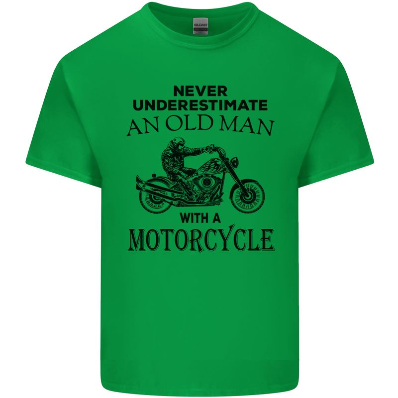 Old Man With a Motorcyle Biker Motorcycle Mens Cotton T-Shirt Tee Top Irish Green