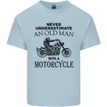 Old Man With a Motorcyle Biker Motorcycle Mens Cotton T-Shirt Tee Top Light Blue
