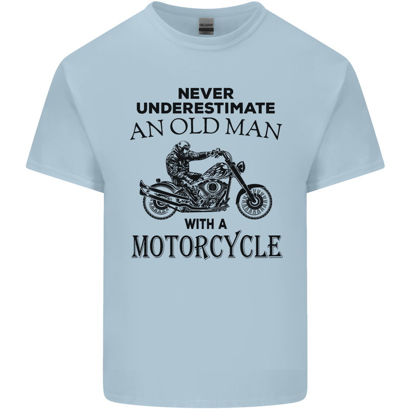 Old Man With a Motorcyle Biker Motorcycle Mens Cotton T-Shirt Tee Top Light Blue