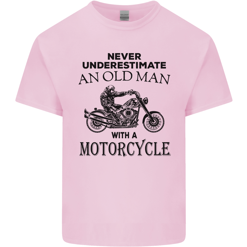 Old Man With a Motorcyle Biker Motorcycle Mens Cotton T-Shirt Tee Top Light Pink