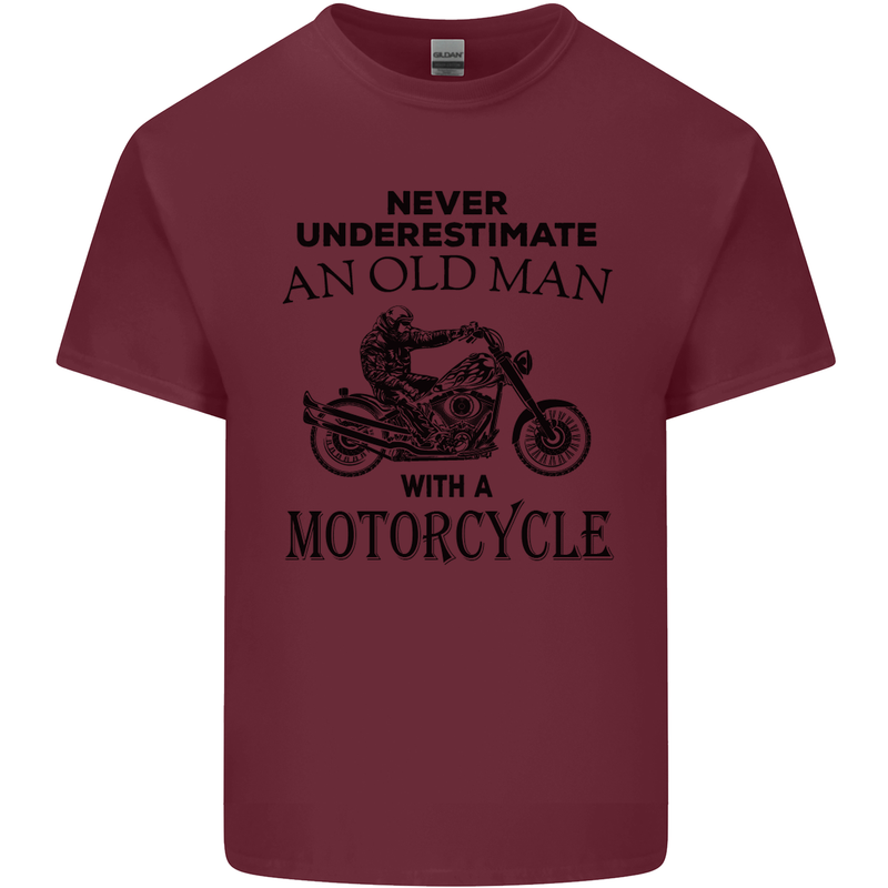 Old Man With a Motorcyle Biker Motorcycle Mens Cotton T-Shirt Tee Top Maroon