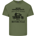 Old Man With a Motorcyle Biker Motorcycle Mens Cotton T-Shirt Tee Top Military Green