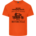 Old Man With a Motorcyle Biker Motorcycle Mens Cotton T-Shirt Tee Top Orange