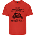 Old Man With a Motorcyle Biker Motorcycle Mens Cotton T-Shirt Tee Top Red