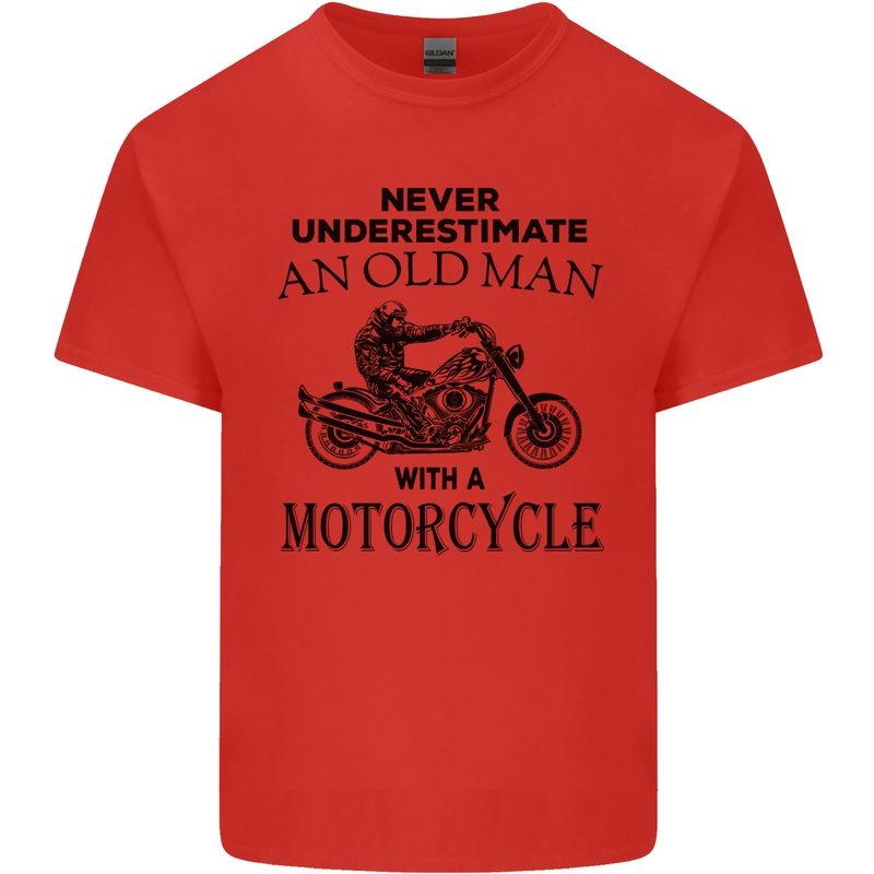 Old Man With a Motorcyle Biker Motorcycle Mens Cotton T-Shirt Tee Top Red