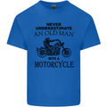 Old Man With a Motorcyle Biker Motorcycle Mens Cotton T-Shirt Tee Top Royal Blue