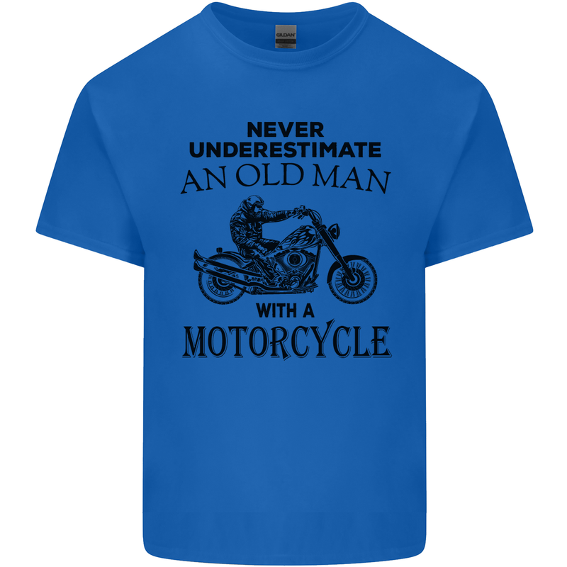 Old Man With a Motorcyle Biker Motorcycle Mens Cotton T-Shirt Tee Top Royal Blue