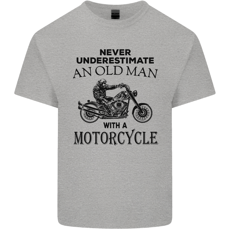 Old Man With a Motorcyle Biker Motorcycle Mens Cotton T-Shirt Tee Top Sports Grey