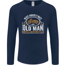 Old Man With a Motorcyle Biker Motorcycle Mens Long Sleeve T-Shirt Navy Blue